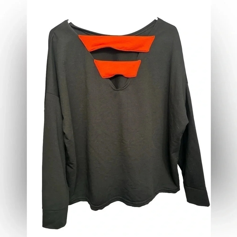 Black and orange long sleeved cotton shirt NWOT